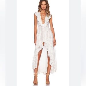 The Jerset Diaries white lace ruffle dress, size S